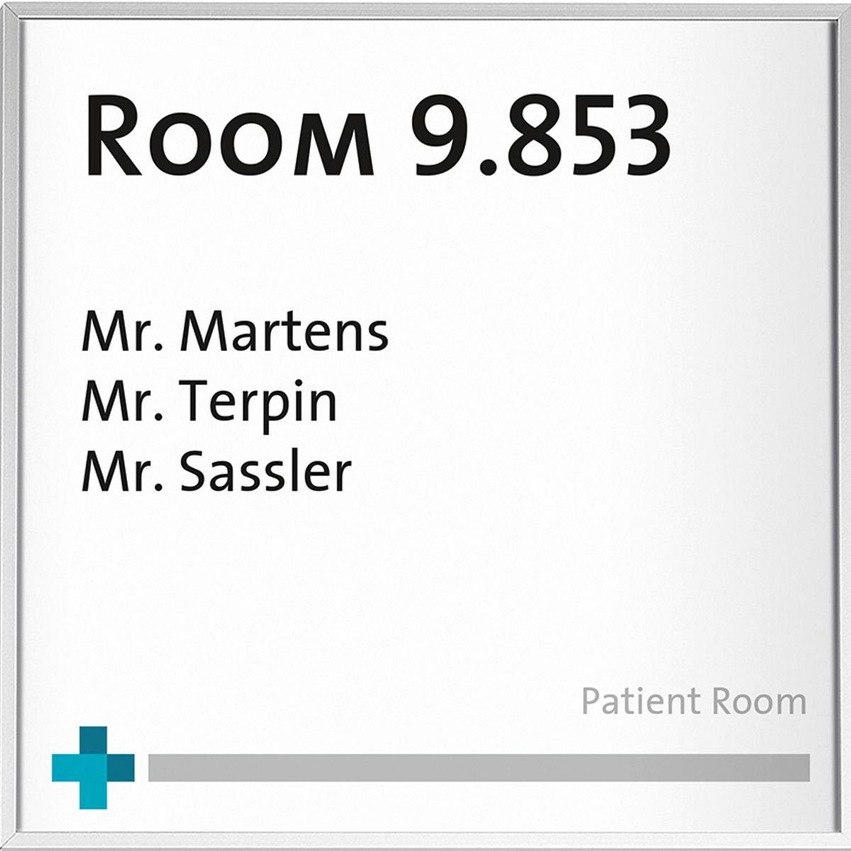 Türschild Madrid, aus Aluminium, 120 x 120 mm, Silber